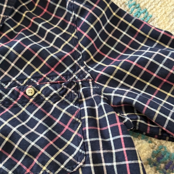 Multi color plaid ladies women long sleeve button up blouse shirt top sz medium - Picture 3 of 5